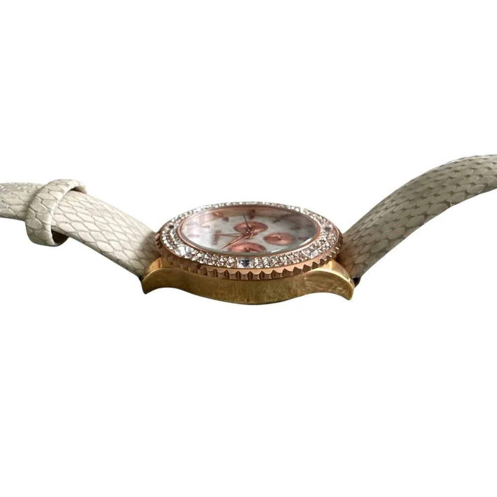 Express‎ FMDEX1430 Crystal Bezel Snakeskin Pattern Rose Gold Women's Chronograph